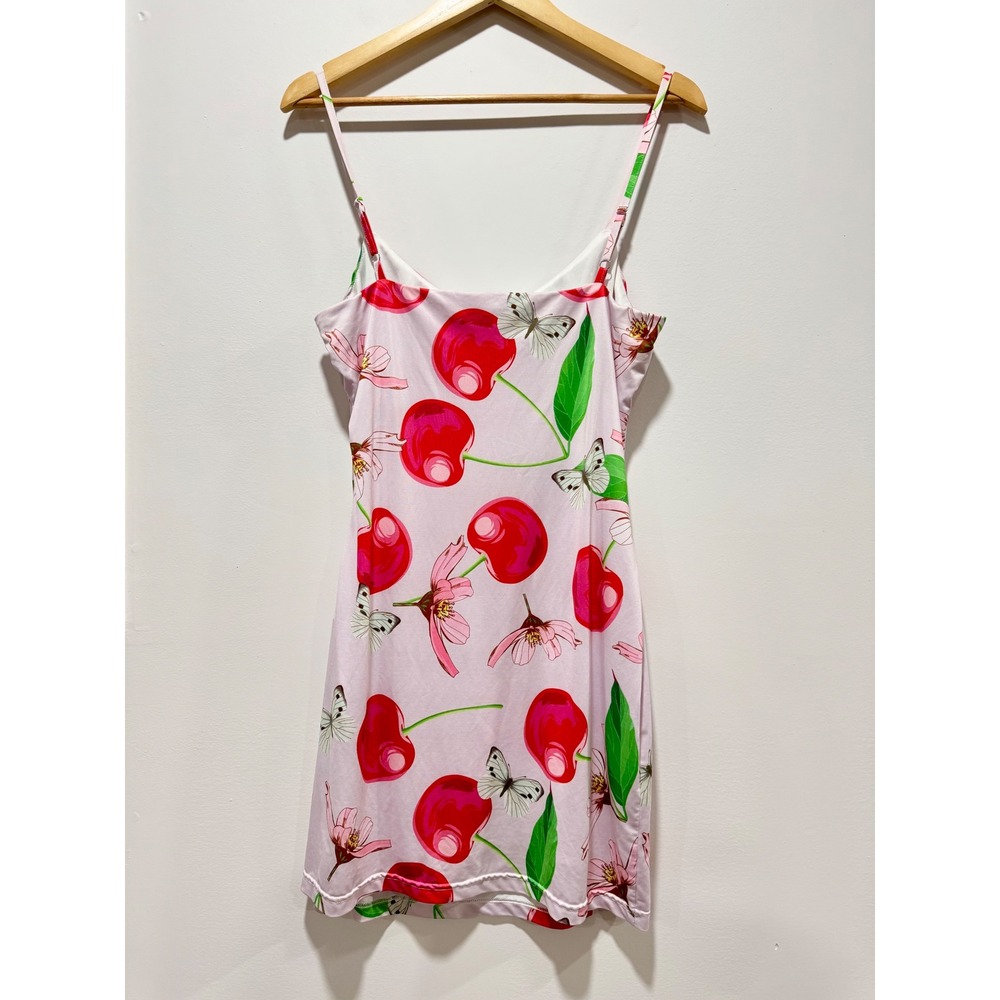 Finesse Cherry Blossom Butterfly Print Mini Slip Dress Pink Womens Large - Picture 2 of 4